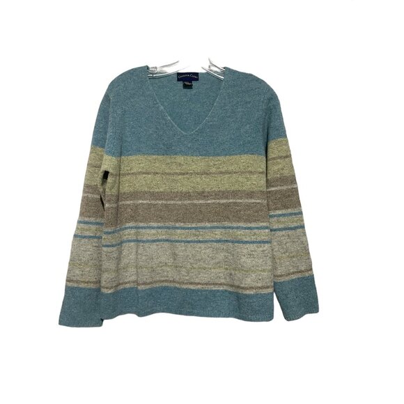 Blue Green and Brown Lambs wool sweater Large - Picture 1 of 4